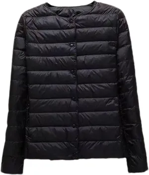 SaoBiiu Women Down Coat Ultralight Collarless Duck Down Jacket Portable Female Padded Parkas Puffer Overcoat
