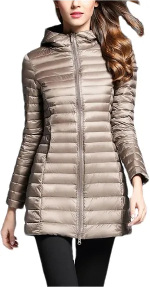 SaoBiiu Women Lightweight Long Parkas Duck Down Coat Female Long Puffer Jacket Overcoat Outerwear