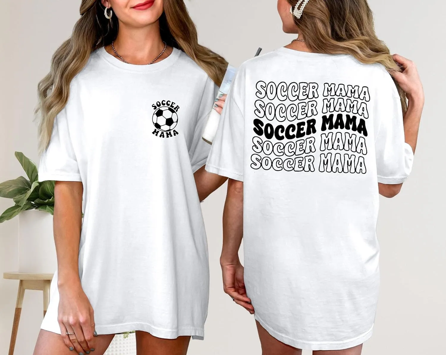 Soccer Mom Shirt for Women Soccer Mama Letter Printed Tee Funny Soccer Graphic T-Shirt Oversized Short Sleeve Tops