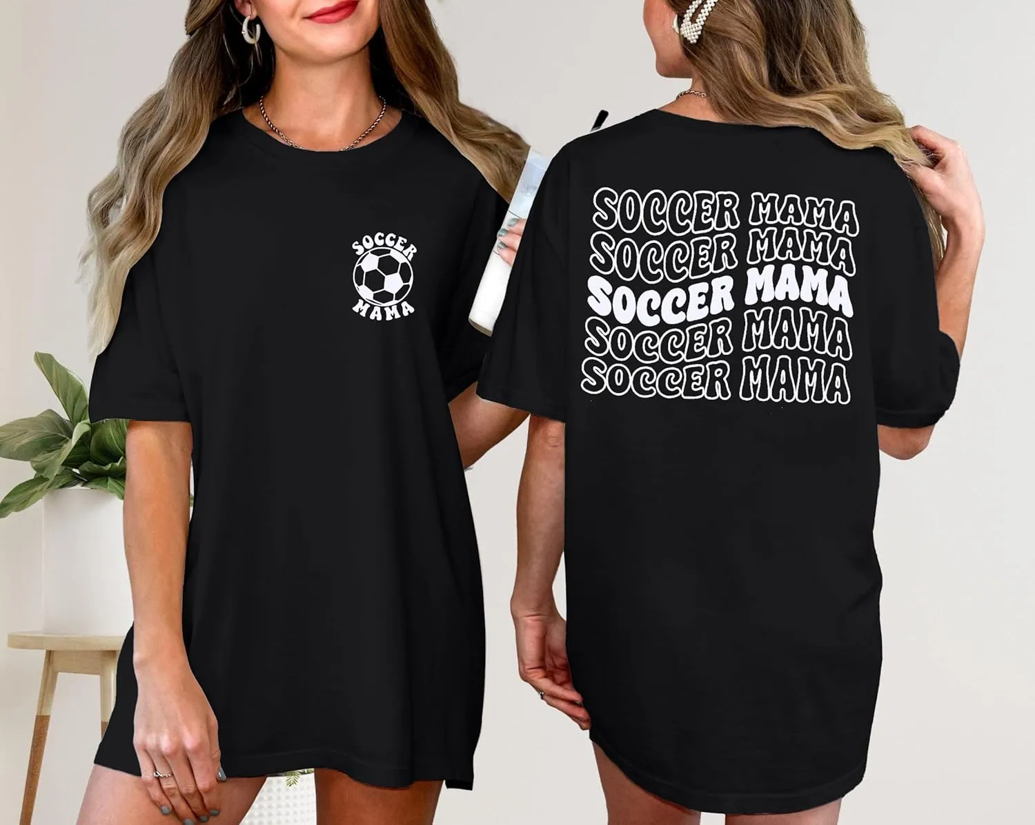 Soccer Mom Shirt for Women Soccer Mama Letter Printed Tee Funny Soccer Graphic T-Shirt Oversized Short Sleeve Tops