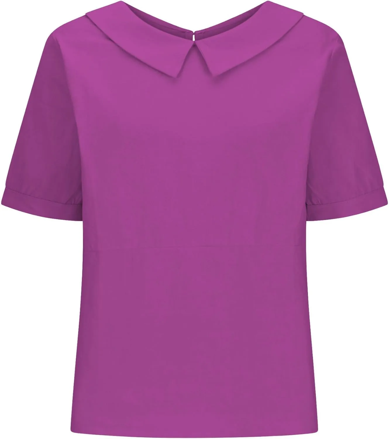 Summer Linen Shirts for Womens Short Sleeve Casual Stand Collared Work Blouse Tunic Tops