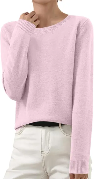 Sweaters for Women Trendy Crewneck Knit Long Sleeve Sweater Loose Fit Casual Solid Warm Soft Pullover Winter Tops