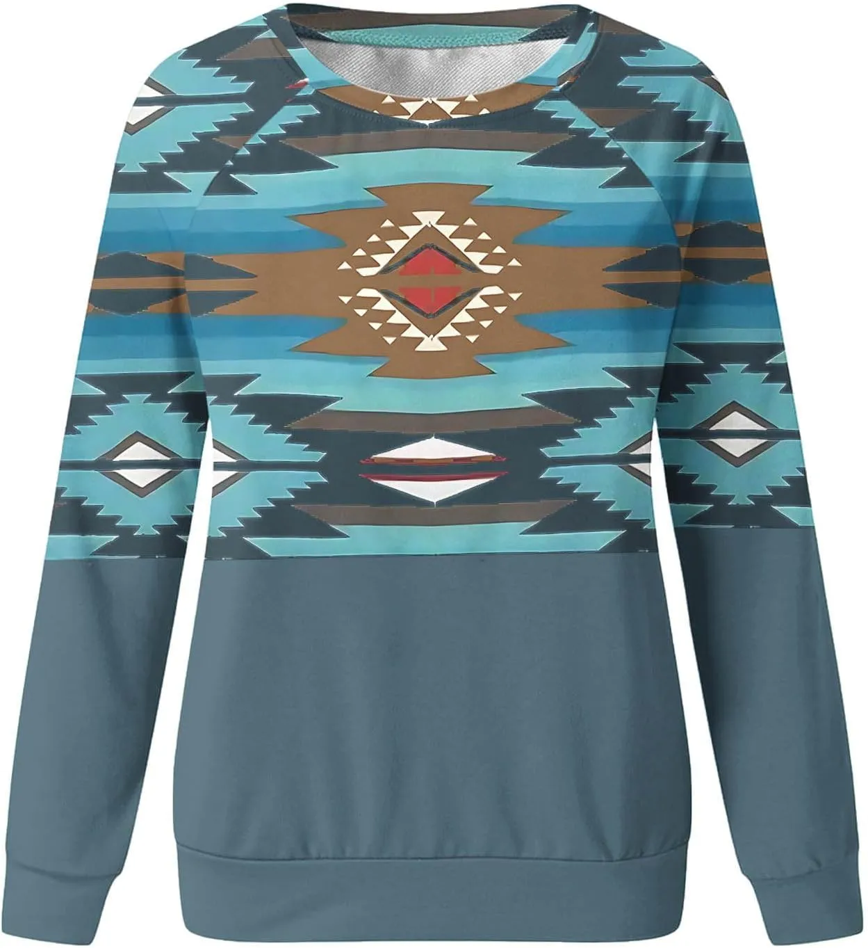 Sweatshirts For Women Winter 2024 Fashion Western Aztec Print Shirts Crewneck Long Sleeve Casual Loose Pullover Tops