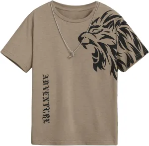 SweatyRocks Boy's Letter Print T Shirts Crew Neck Short Sleeve Graphic Tees Tops