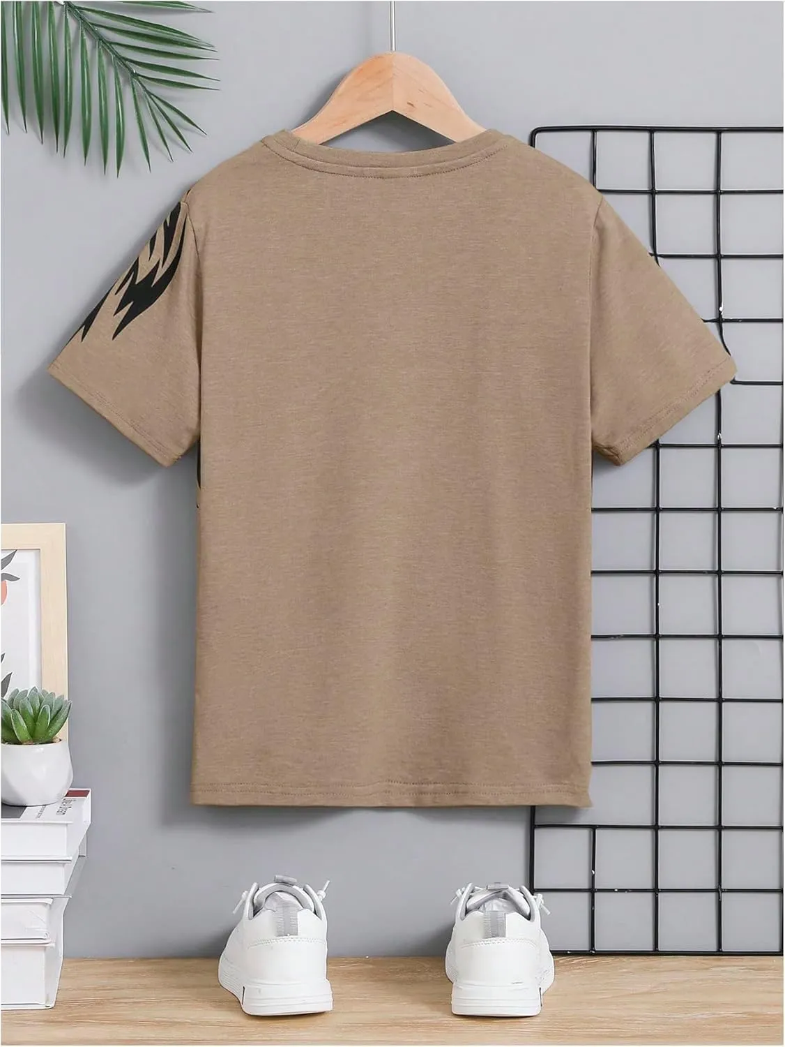 SweatyRocks Boy's Letter Print T Shirts Crew Neck Short Sleeve Graphic Tees Tops