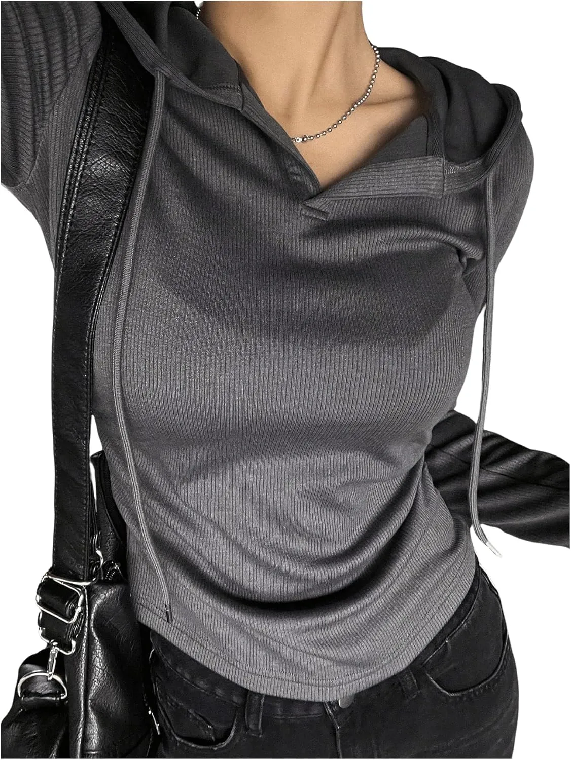 SweatyRocks Women's Cropped Hoodie Long Sleeve Athletic Workout Slim Fit Drawstring Tops