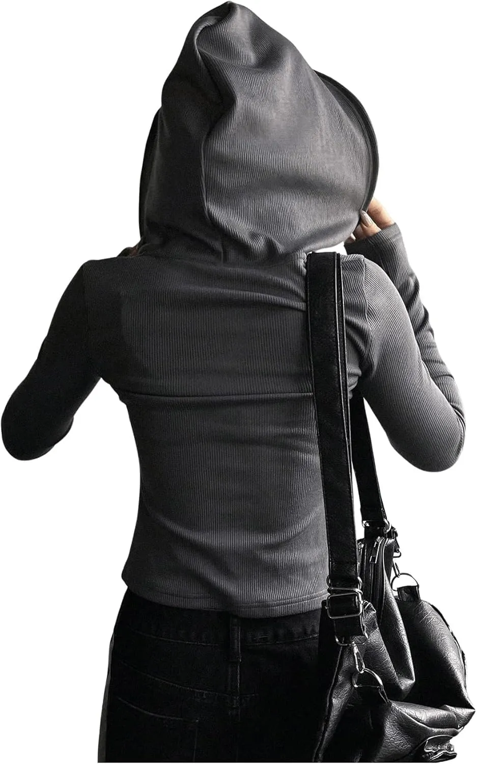 SweatyRocks Women's Cropped Hoodie Long Sleeve Athletic Workout Slim Fit Drawstring Tops
