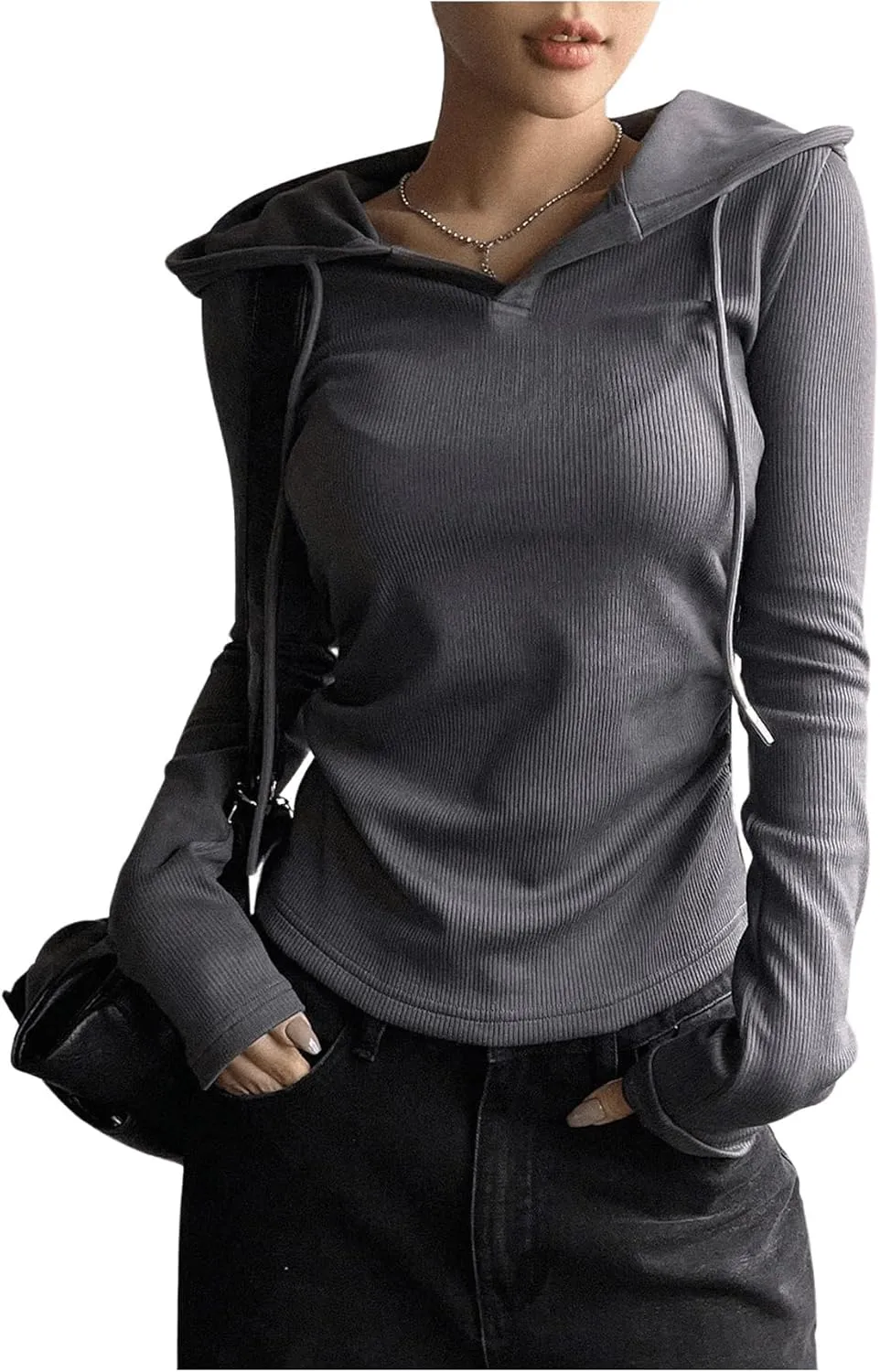 SweatyRocks Women's Cropped Hoodie Long Sleeve Athletic Workout Slim Fit Drawstring Tops