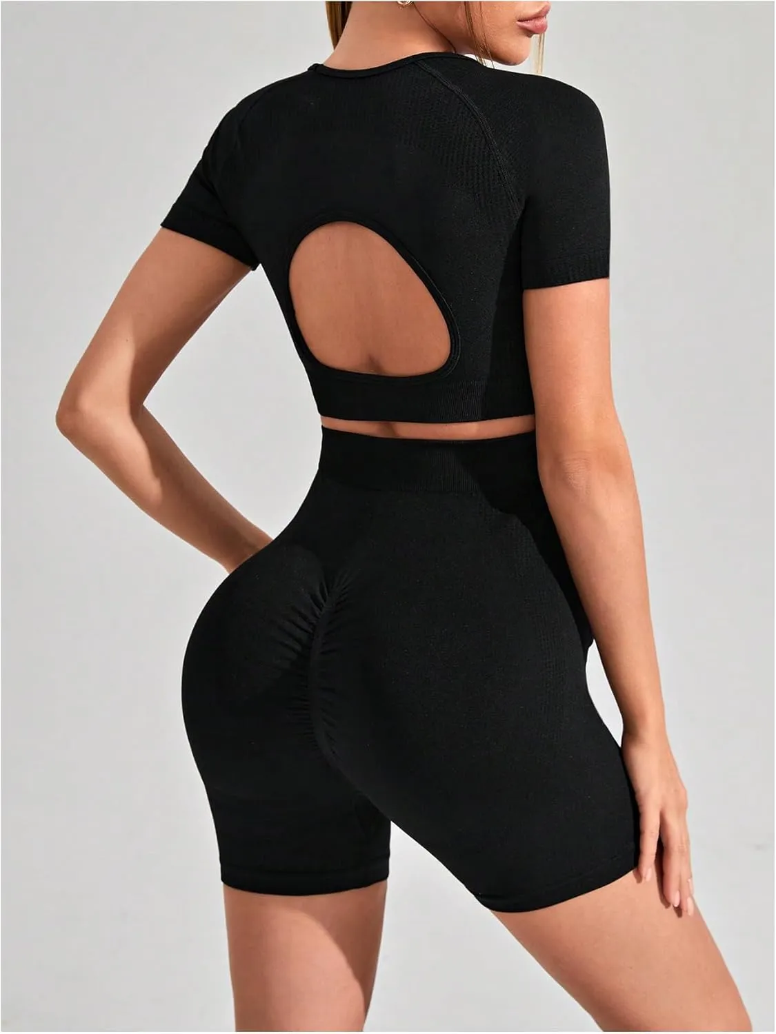 SweatyRocks Women's Maternity 2 Piece Outfits Cut Out Short Sleeve Crop Top and Shorts Set