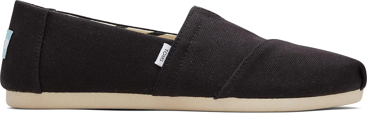 Toms Women's Alpargata Recycled Cotton Canvas Black 7 D - Wide