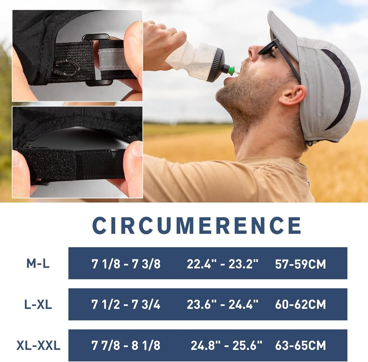 TOP-EX Oversized XL XXL Foldable Reflective Unstructured Design Running Breathable Cooling Quick Dry Baseball Caps