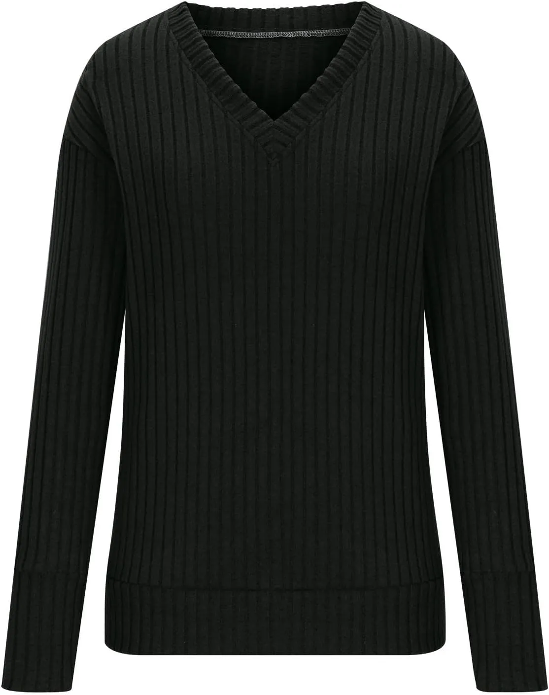 V Neck Long Sleeve Knitted Shirts for Women Casual Spring Fall Tops Lightweight Tunic Sweaters Fashion Clothes 2024