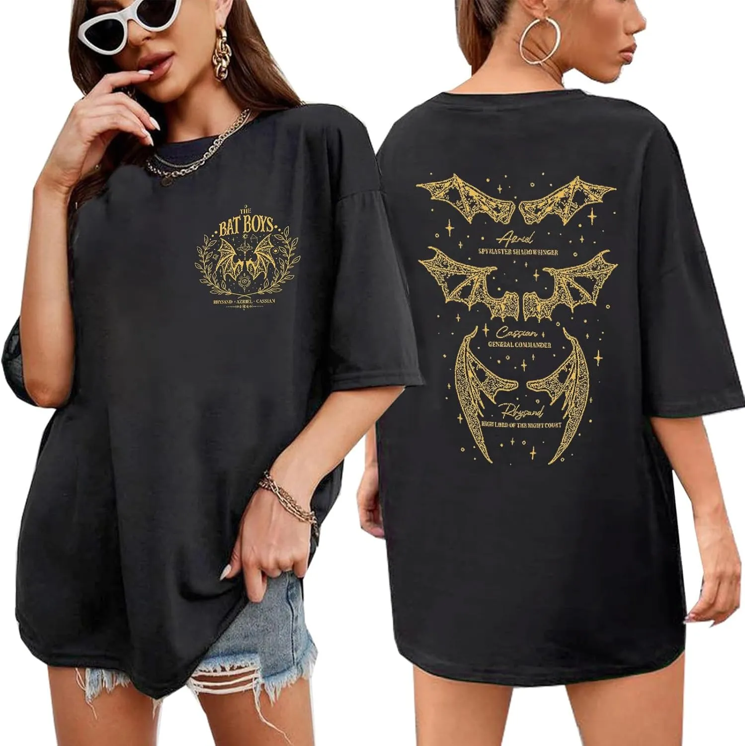 Velari Shirt Women Oversized Vintage Book Tshirt The Night Court T-Shirt Bat Boys Graphic Tee Bat Bookish Book Lover Tops