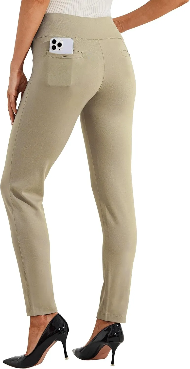 Willit Women's Yoga Dress Pants Skinny Stretch Work Slacks Slim High Waist Casual Pants Petite/Regular 4 Pockets 28"/30"