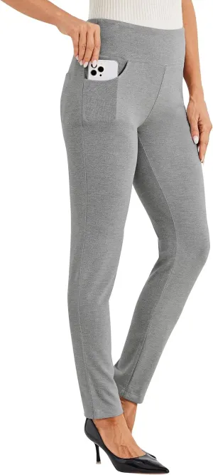 Willit Women's Yoga Dress Pants Skinny Stretch Work Slacks Slim High Waist Casual Pants Petite/Regular 4 Pockets 28"/30"