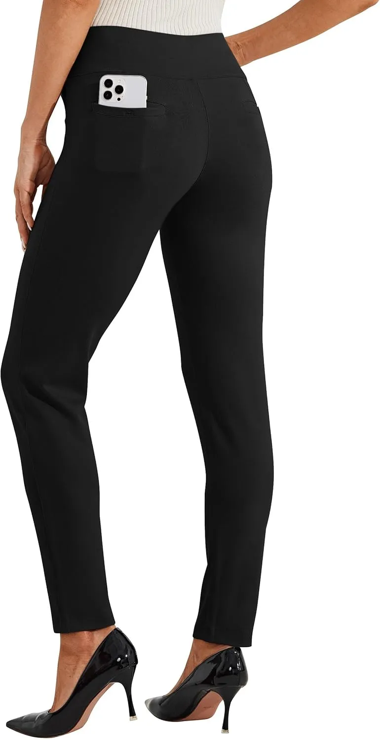 Willit Women's Yoga Dress Pants Skinny Stretch Work Slacks Slim High Waist Casual Pants Petite/Regular 4 Pockets 28"/30"