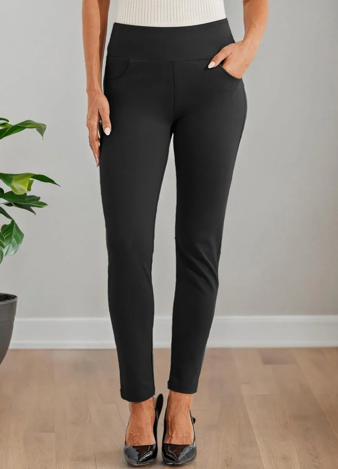 Willit Women's Yoga Dress Pants Skinny Stretch Work Slacks Slim High Waist Casual Pants Petite/Regular 4 Pockets 28"/30"