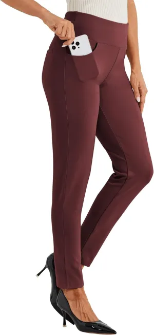Willit Women's Yoga Dress Pants Skinny Stretch Work Slacks Slim High Waist Casual Pants Petite/Regular 4 Pockets 28"/30"