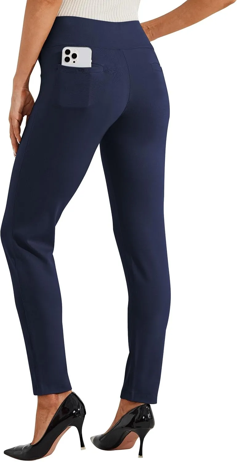 Willit Women's Yoga Dress Pants Skinny Stretch Work Slacks Slim High Waist Casual Pants Petite/Regular 4 Pockets 28"/30"