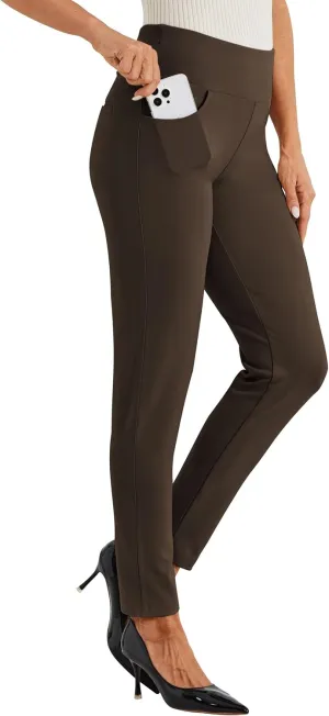 Willit Women's Yoga Dress Pants Skinny Stretch Work Slacks Slim High Waist Casual Pants Petite/Regular 4 Pockets 28"/30"
