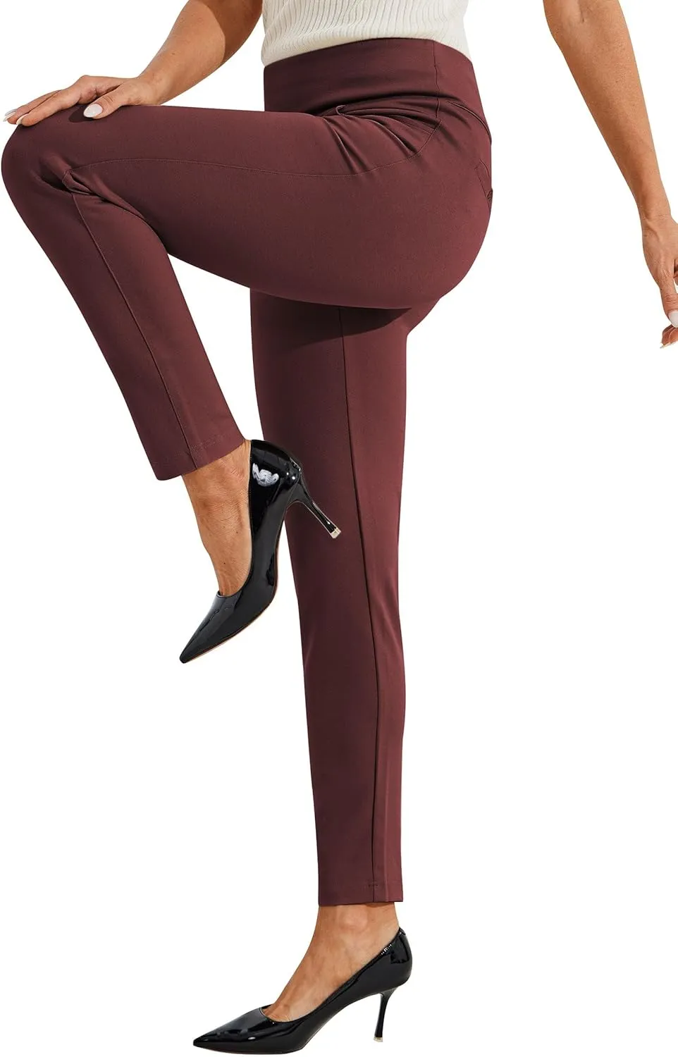 Willit Women's Yoga Dress Pants Skinny Stretch Work Slacks Slim High Waist Casual Pants Petite/Regular 4 Pockets 28"/30"