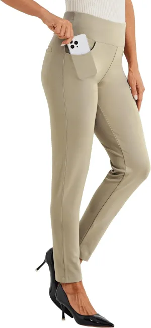 Willit Women's Yoga Dress Pants Skinny Stretch Work Slacks Slim High Waist Casual Pants Petite/Regular 4 Pockets 28"/30"