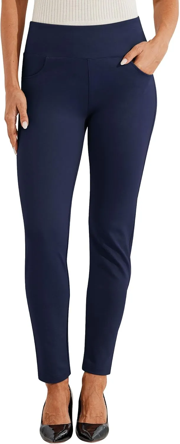 Willit Women's Yoga Dress Pants Skinny Stretch Work Slacks Slim High Waist Casual Pants Petite/Regular 4 Pockets 28"/30"