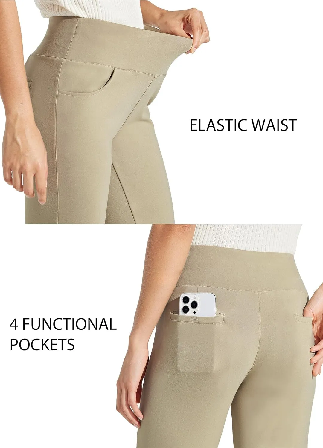 Willit Women's Yoga Dress Pants Skinny Stretch Work Slacks Slim High Waist Casual Pants Petite/Regular 4 Pockets 28"/30"