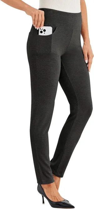 Willit Women's Yoga Dress Pants Skinny Stretch Work Slacks Slim High Waist Casual Pants Petite/Regular 4 Pockets 28"/30"