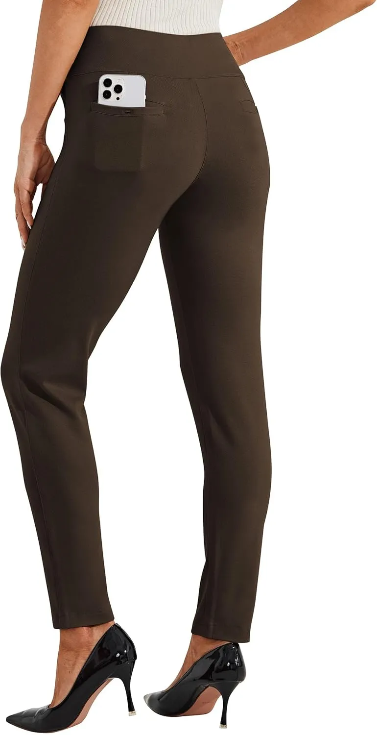 Willit Women's Yoga Dress Pants Skinny Stretch Work Slacks Slim High Waist Casual Pants Petite/Regular 4 Pockets 28"/30"