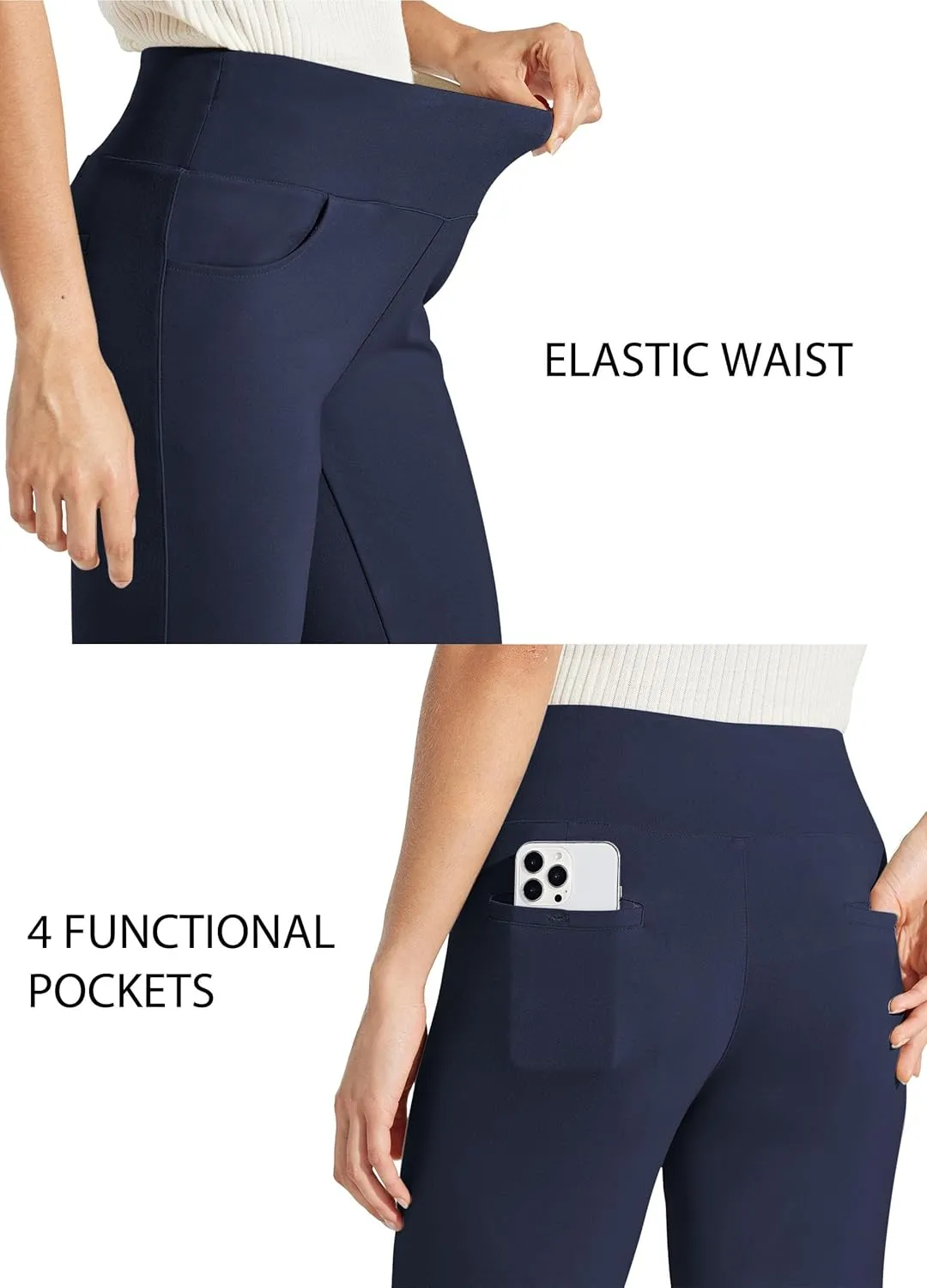 Willit Women's Yoga Dress Pants Skinny Stretch Work Slacks Slim High Waist Casual Pants Petite/Regular 4 Pockets 28"/30"