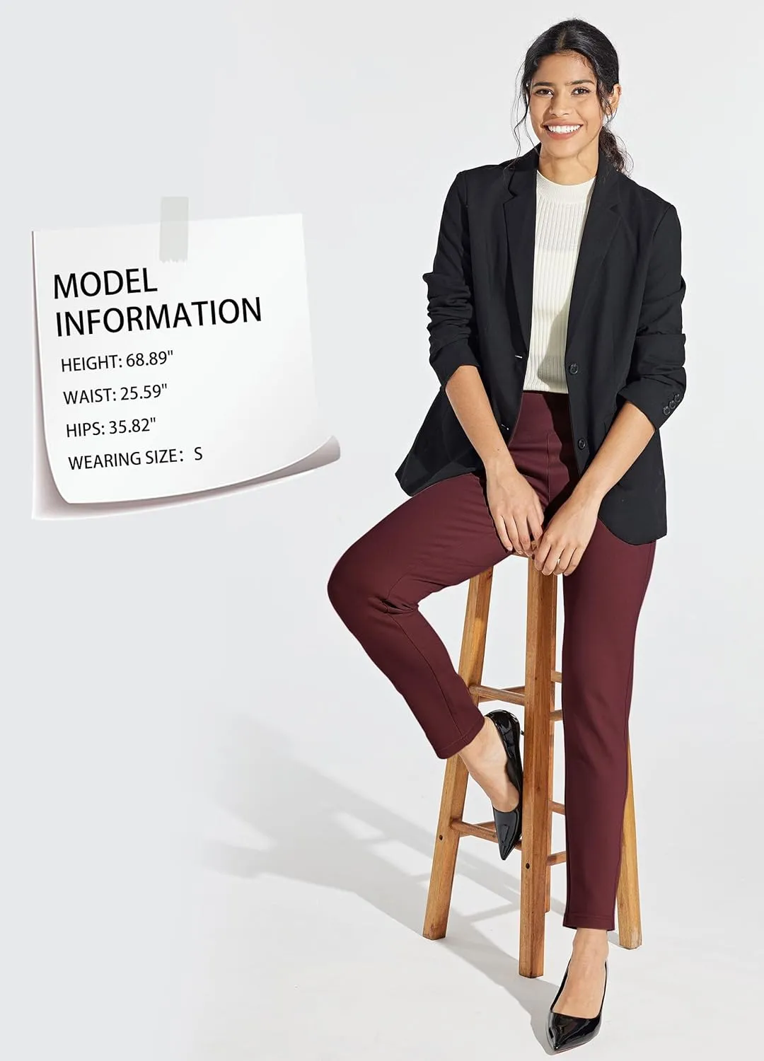 Willit Women's Yoga Dress Pants Skinny Stretch Work Slacks Slim High Waist Casual Pants Petite/Regular 4 Pockets 28"/30"