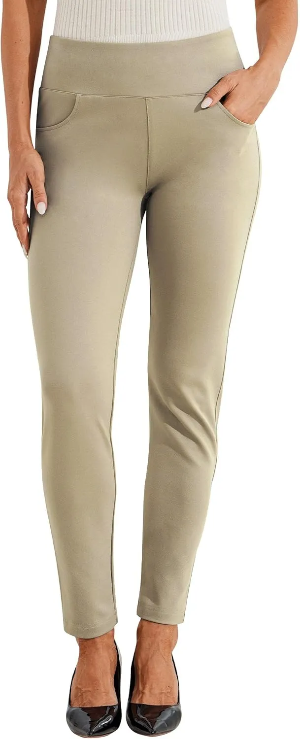 Willit Women's Yoga Dress Pants Skinny Stretch Work Slacks Slim High Waist Casual Pants Petite/Regular 4 Pockets 28"/30"