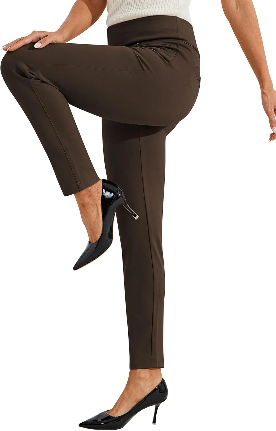 Willit Women's Yoga Dress Pants Skinny Stretch Work Slacks Slim High Waist Casual Pants Petite/Regular 4 Pockets 28"/30"