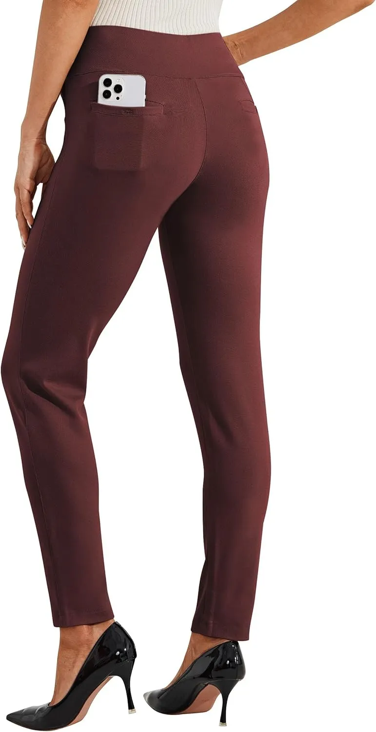 Willit Women's Yoga Dress Pants Skinny Stretch Work Slacks Slim High Waist Casual Pants Petite/Regular 4 Pockets 28"/30"