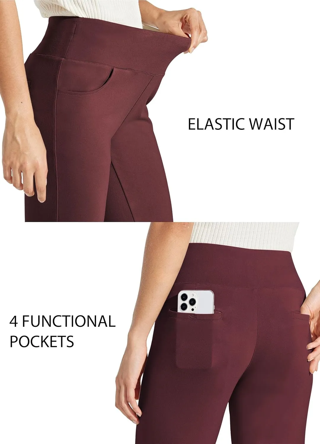 Willit Women's Yoga Dress Pants Skinny Stretch Work Slacks Slim High Waist Casual Pants Petite/Regular 4 Pockets 28"/30"