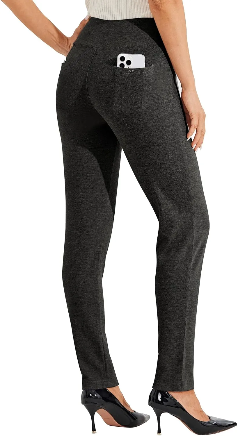 Willit Women's Yoga Dress Pants Skinny Stretch Work Slacks Slim High Waist Casual Pants Petite/Regular 4 Pockets 28"/30"