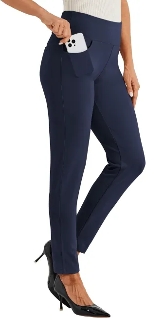 Willit Women's Yoga Dress Pants Skinny Stretch Work Slacks Slim High Waist Casual Pants Petite/Regular 4 Pockets 28"/30"