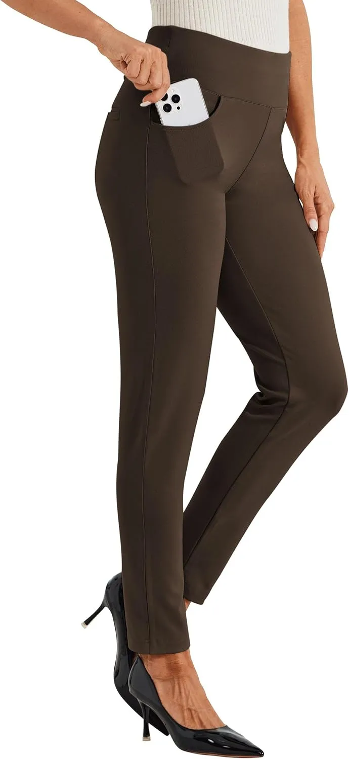 Willit Women's Yoga Dress Pants Skinny Stretch Work Slacks Slim High Waist Casual Pants Petite/Regular 4 Pockets 28"/30"