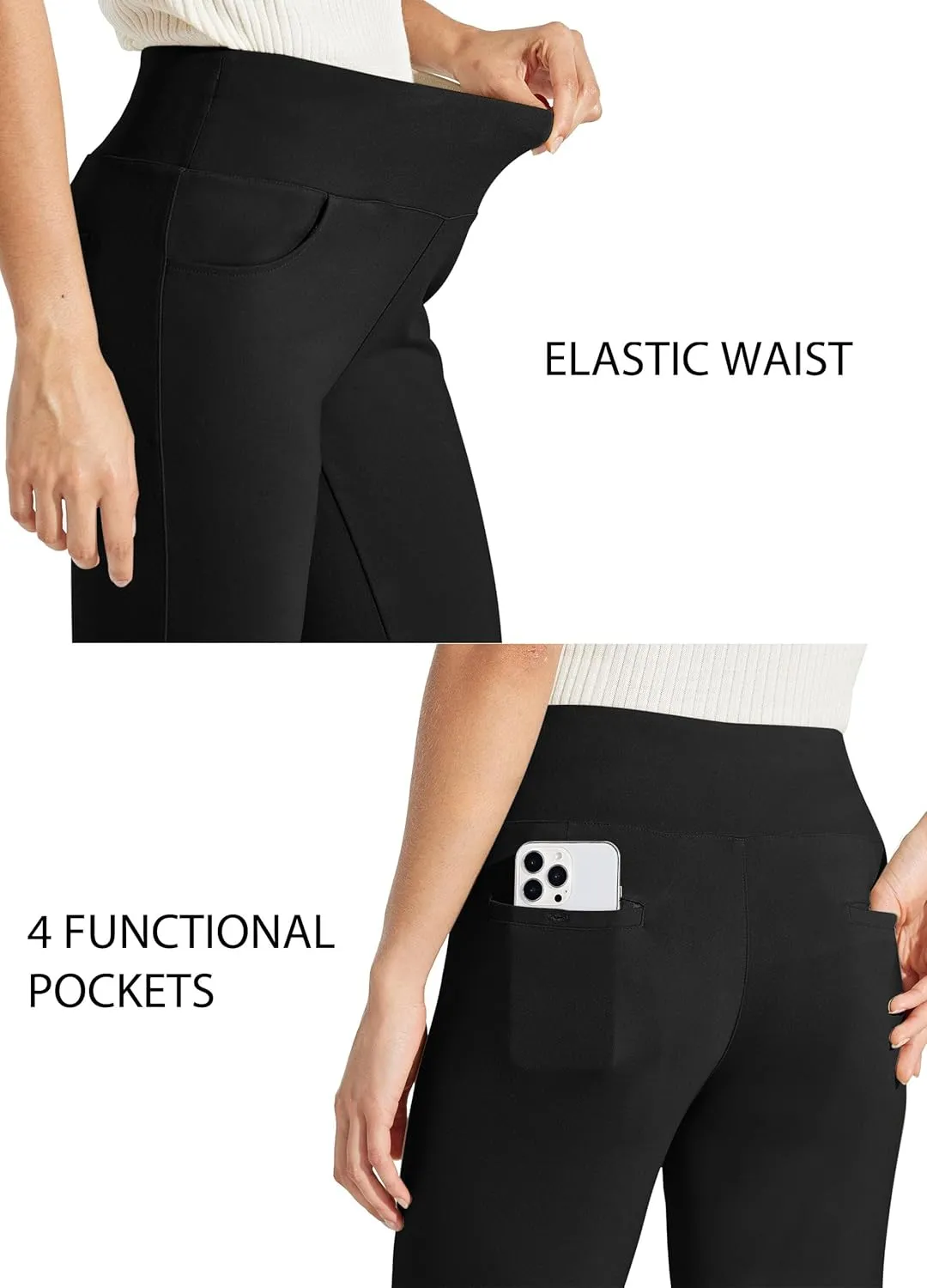 Willit Women's Yoga Dress Pants Skinny Stretch Work Slacks Slim High Waist Casual Pants Petite/Regular 4 Pockets 28"/30"