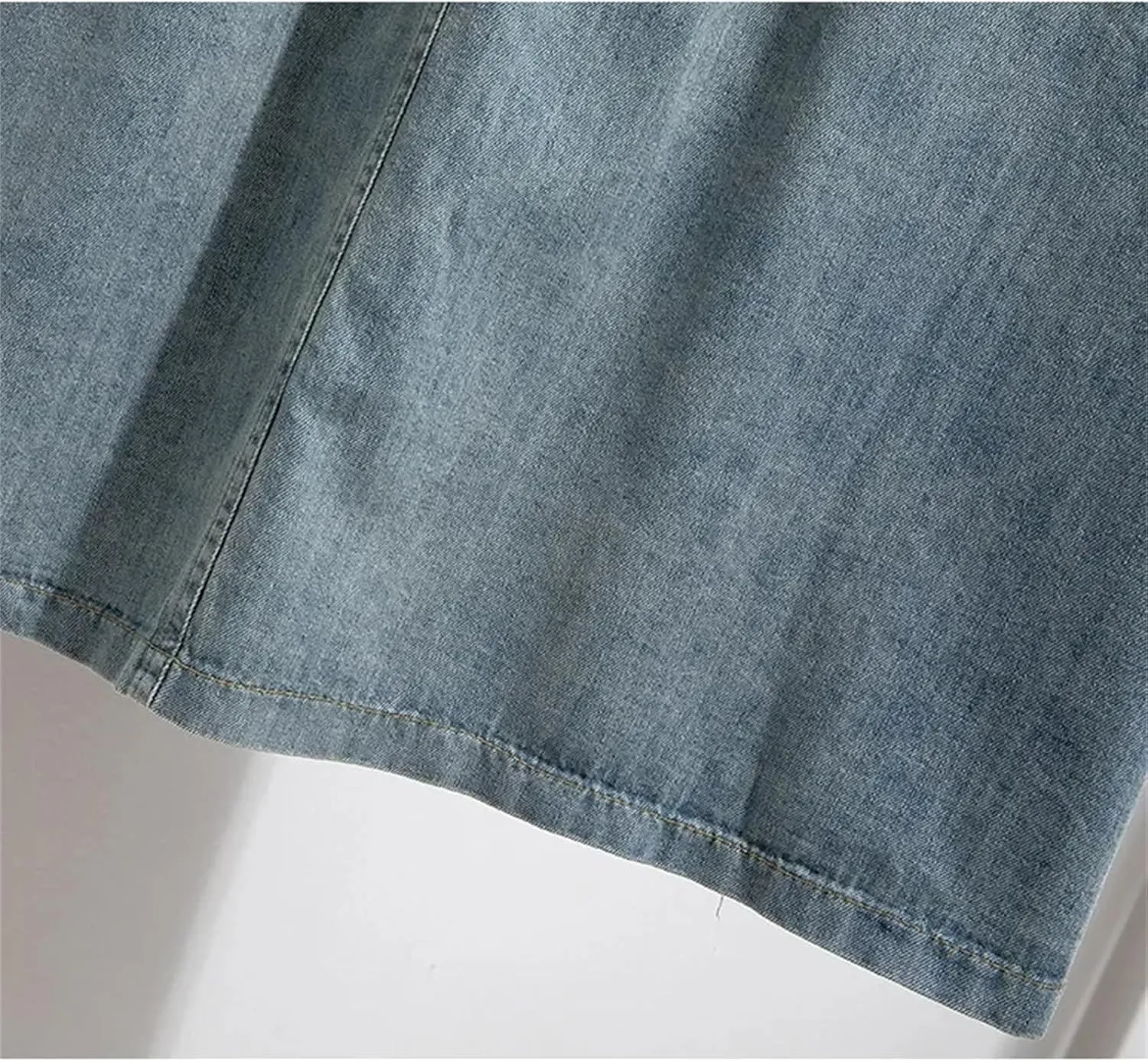 Women Button Front Denim Skirt Summer Casual High Waist A-Line Midi Jean Skirt