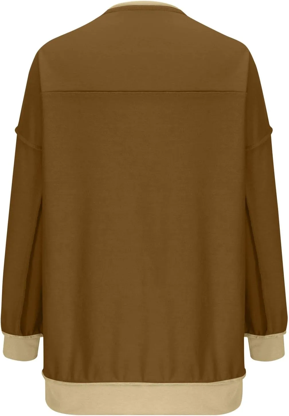 Women Fashion Oversized Long Sleeve Splicing Pullover Plain Color Tops Lightweight Sweatshirts Loose Fit Ribbed Top
