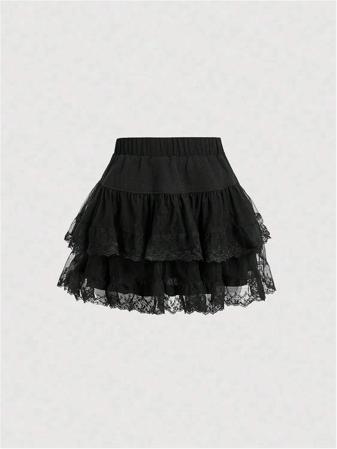 Women Floral Lace Mini Skirts Y2K Low Rise Lace Up Pleated Ruffle Layered Short Skirts Going Out Skirt