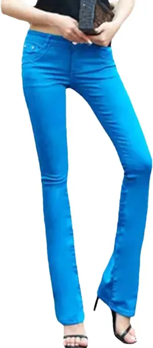 Women Low Waist Stretch Jeans Summer Skinny Flare Pants Slimming Fit Elastic Straight Denim Pants