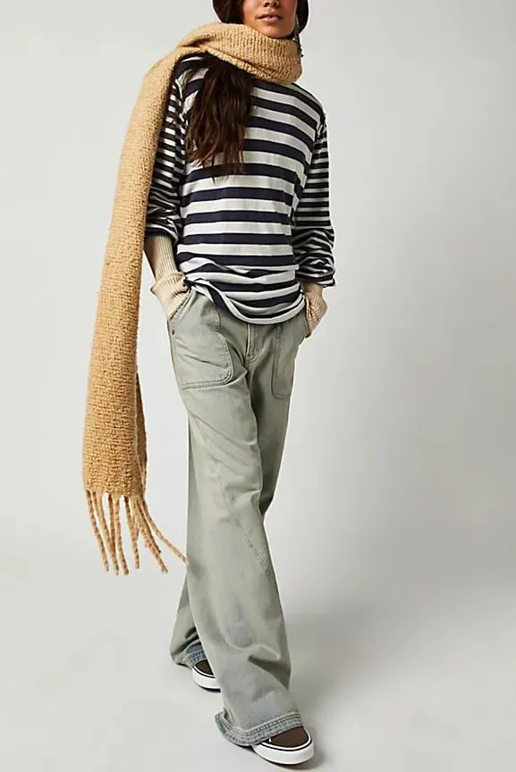 Women Oversized Striped T-Shirt Y2k Color Block Long Sleeve Crewneck Tee Patchwork Loose Fit Going Out Tops Blouse