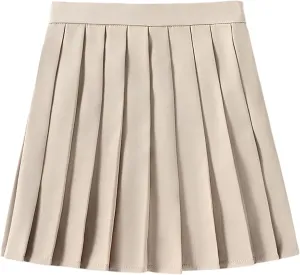 Women Pleated Skirt Preppy Mini School Skirt Solid Color High Waist A Line Short Skirt Party Cheer Skirt Clubwear
