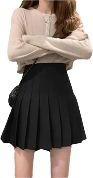 Women Pleated Skirts for Mini Skirt with Shorts Underneath High Waist Preppy
