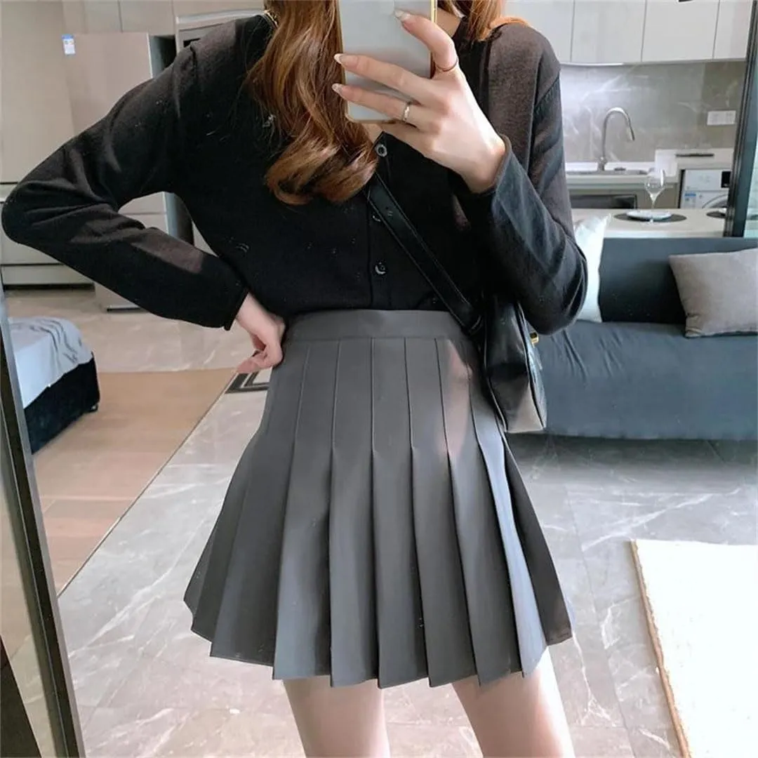 Women Pleated Skirts for Mini Skirt with Shorts Underneath High Waist Preppy