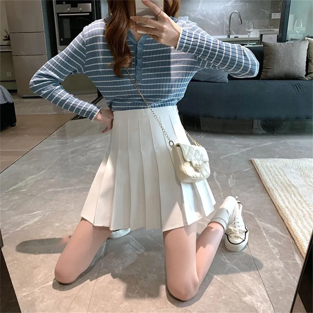 Women Pleated Skirts for Mini Skirt with Shorts Underneath High Waist Preppy