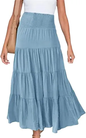 Women Summer Fashion High Waisted Maxi Skirts Bohemian Casual Harajuku Streetwear Beach Skirt